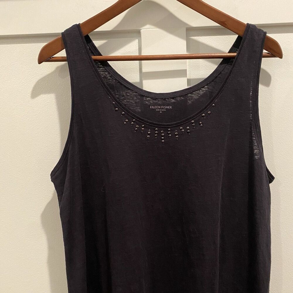 Eileen Fisher Black Embellished Tank Top